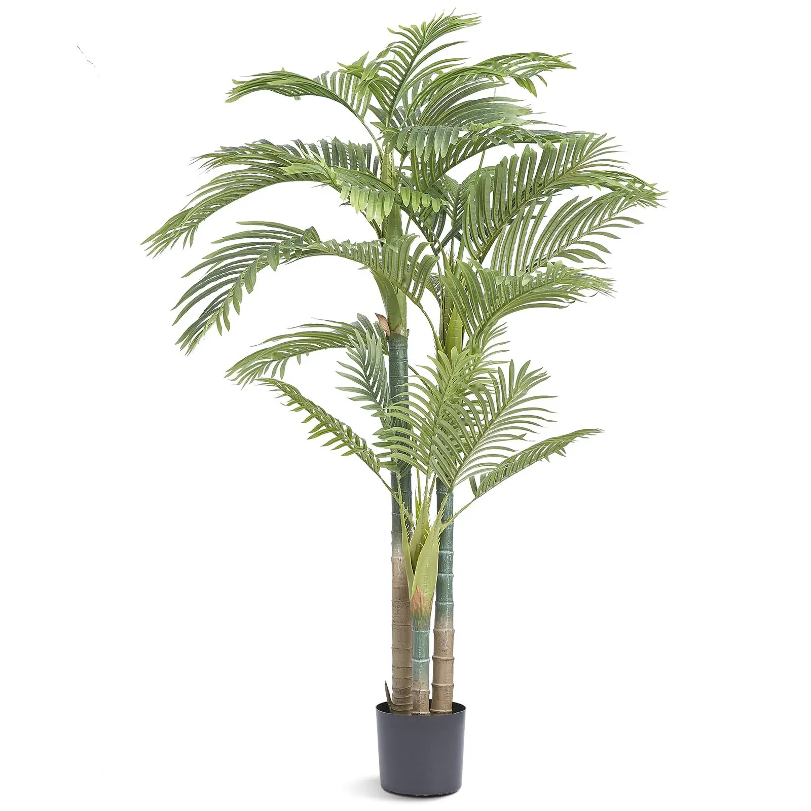 Artificial Gold Cane Palm Tree, 6.5 Ft Tall Faux Plant In PE Material, Anti-Tip Tilt Protection, Low Maintenance Lifelike Green Fake Palm Tree For Home Office Indoor Outdoor Decor For Modern Homes