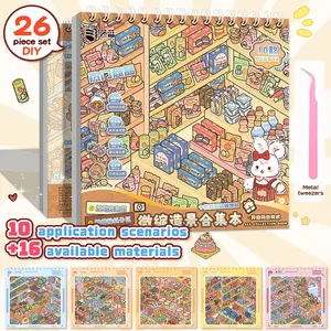 2026 New Healing Sticker Book with 10 Store Scenes, Includes 16 Pet Stickers and 1 Display Card, DIY Immersive Store Diary, Sticker Album