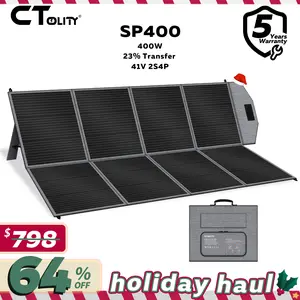 Holiday Haul CTOLITY SP400 400W Foldable Solar Panel 41V 10A for Outdoor Camping RV Power Station with 8F Bracket & 22% Efficiency Folding