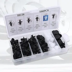 Car Plastic Hole Plug Assortment,100 Pcs Universal Car Door Card Panel Trim Clips Bumper Fastener Retainer Push Rivet Kit
