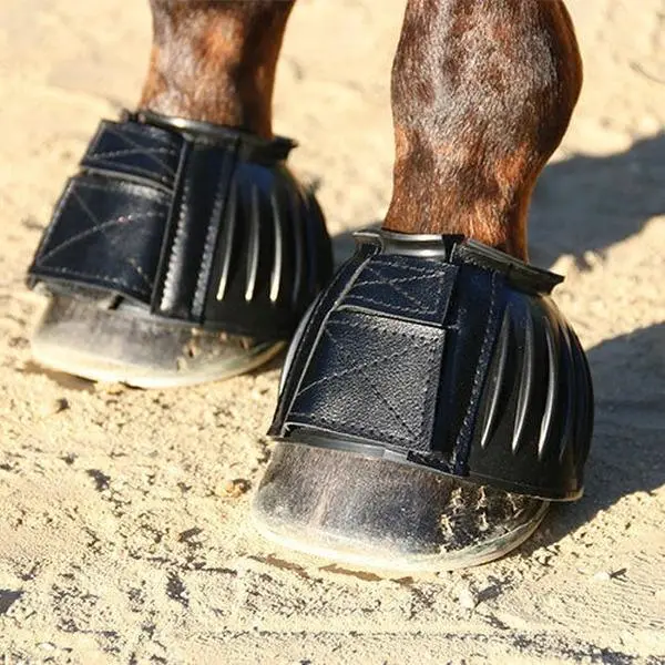 Professional's Choice Rubber Open Bell Boots BBR20 - Ribbed Overreach Protection with Rolled Collar & Double Hook-and-Loop