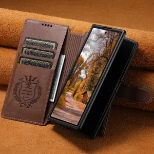 Fin SUTENI Faux Leather Wireless Charging Card Holder Stand Wallet Magnetic Flip Cover Phone Case For Samsung Galaxy Z Fold 7 6