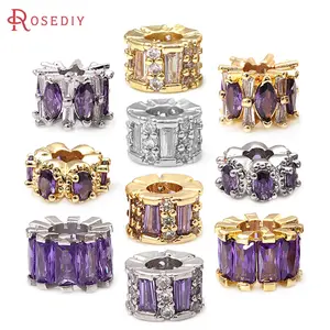 Brass Zircon Large Hole Wheel Spacer Beads Bracelets Beads  Jewelry Accessories Making Rosediy official-website