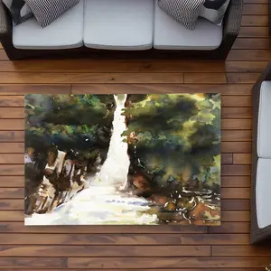 Begin Home Decor C1ROAR35D0Y1T0 3 x 5 ft. Watercolor Waterfalls - Brown Outdoor Rectangle Area Rug