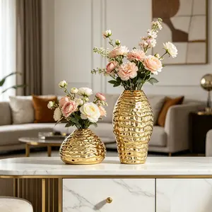 Ceramic Vase, Electroplated Glossy Texture Floral Arrangement Container, Modern Luxury Decorative Vase for Home Decoration