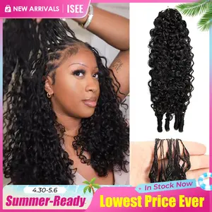 ISEE HAIR Burmese Curly Crochet Braid Hair Extensions Miracle Knots Human Hair Extensions Pre-Separated 50g/Pack (32-38 Strands Per Pack）– Knotless Boho Braids Vacation Hair #Summervibe#ISEECrochetNewArrivals