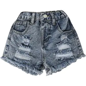 Toddler Girl's Distressed Ripped Jeans Summer Streetwear Denim Shorts with Pockets Dark Wash 5 Years
