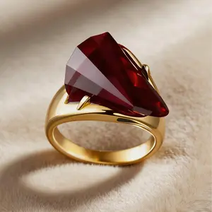 Elegant Red Gold-plated Stainless Steel Ring for Women, Perfect Gift for Birthday, Christmas, Anniversary, Valentine's Day, Mother's Day, Beautiful Ring