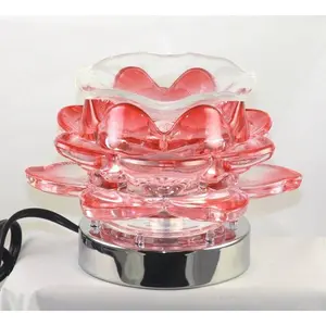 Lotus Flower Red Electric Oil Burner - Scented Fragrance with Heart Design - Includes Power Cord