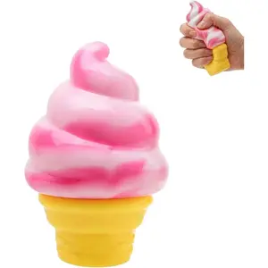 Ice Cream Squeeze Squishy, Ice Cream Cone Stress Relief Sensory Toy, Ice Cream Cone Squishy,Party Favors Summer Sensory Stress Relief (Pink)