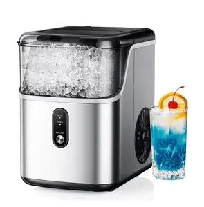 35lbs/24H Nugget Ice Maker Countertop,Portable Ice Maker Machine with Auto-Cleaning, Silver
