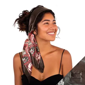Large Satin Scarf Headband - Black Lily Non-Slip