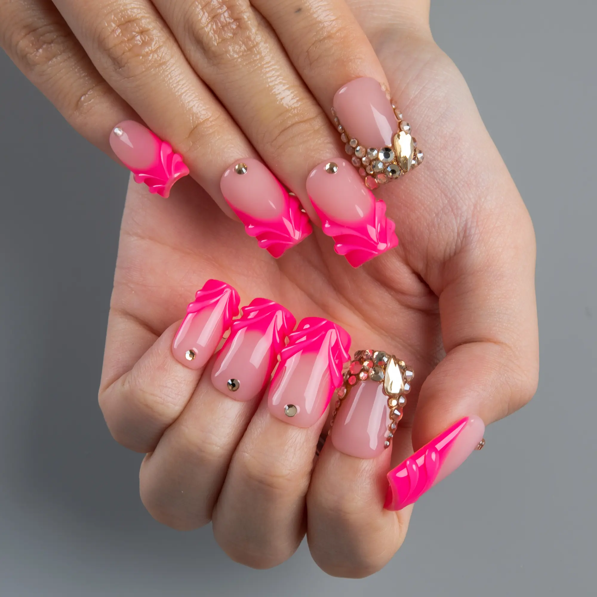 Lovful | NEW DROP Collection Handmade Acrylic Press On Nails | 10PCS Reusable | Salon Quality 3D Flower Rhinestones #DealsForYouDays