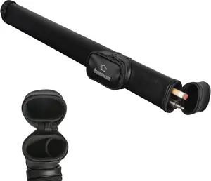 Expert Billiard Cue Cases, 1/2 Standard 1 of Set 58 Inches Cue Sticks Leather Box, Deluxe Hard Billiard Pool Cue Stick Carrying Case, Pool Billiards Accessories (Black)