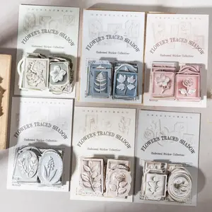 30 Sheets/bag Sticker Pack, Flower Embossed Series Decorative Material, Hand Account Stationery Water Bottle Multi-Scene Decoration, Scrapbook Materials