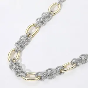 14K Gold Plated Two Tone Chunky Chain Necklace