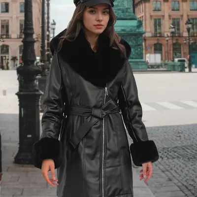 Long Leather Coat Shein Black Leather Jacket With Fur Shein TikTok