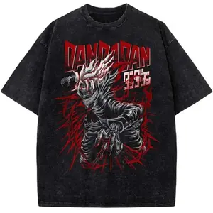 valentine shirts Funny Animen Dandadan Print T-shirts Men Women Washed Vintage Tees Hip Hop 2Fashion Oversized Street Short Sleeve Harajuku Tops