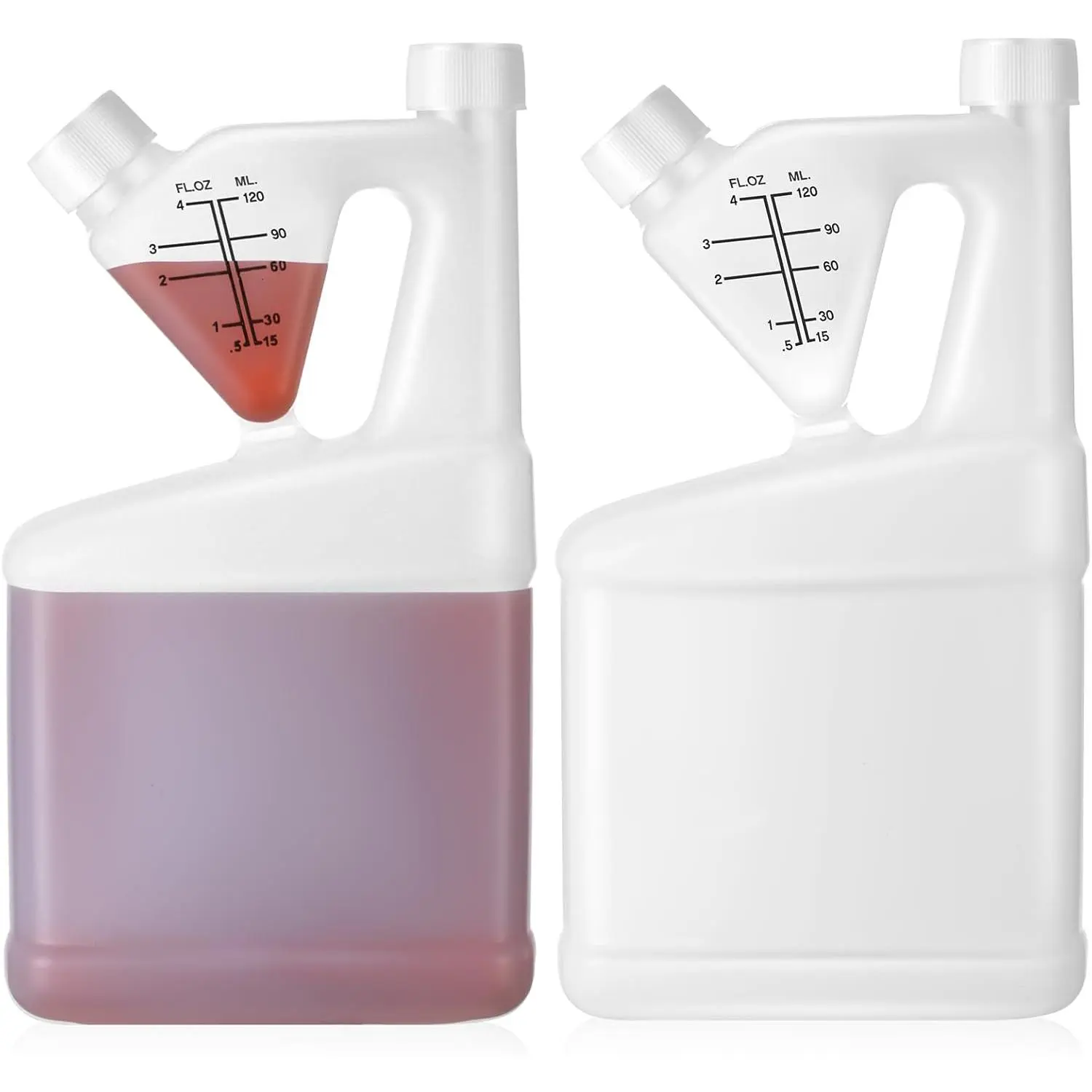 2 count 32oz Tip Measure Containers Tip and Pour Measuring Containers  Measuring Cups with Lids Plastic Bottle, up to 4oz Capacity (32oz)