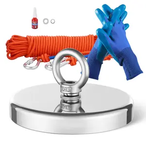 VEVOR Magnet Fishing Kit, 1300 LBS/590 Kg Single-Sided Pulling Force Strong Magnet Fishing Kit, Rare Earth Neodymium Magnetic Fishing Kit Includes Grappling Hook, Heavy Duty Rope, Gloves and Eyebolt