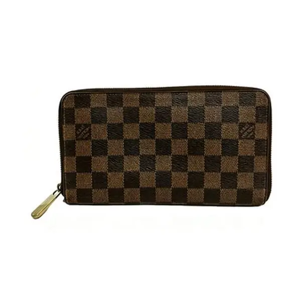 Pre-owned Louis Vuitton Damier Ebene coatedcanvas Small Leather Goods Zippy Walletbrown checkerboard Very Good
