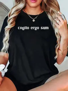 Unisex 100% Cotton Retro Cogito Ergo Sum Metaphysics Humanism Ethics T-Shirt - Soft & Breathable, Loungewear & Partywear, Perfect Gift for Him or Her