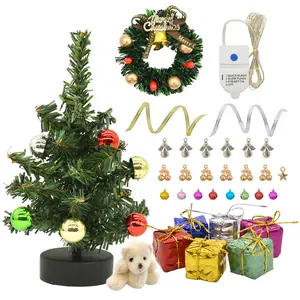 iLAND Dollhouse Accessories Mini Christmas Tree with Lights 6 inch Dollhouse Christmas Decorations Cute Xmas Tree Doll House Miniature Decor 1/12 Scale Accessories for Doll House Furniture Lovely Gift