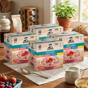 4 Packs Quaker Instant Oatmeal Variety Pack 44 Count – Fruit & Cream Flavors, Single Serve Breakfast Packets, Healthy Quick Breakfast & On-the-Go Meal