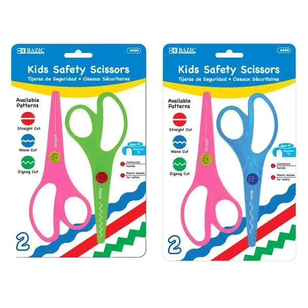 5.5" Blunt Tip Kids' Safety Scissors, 2-Pack, 5.5"x2.2" Size, Straight Cut, Suitable for 2+ Years, Office Cutting Supplies for DIY Scrapbook, Cards, Classroom Use, Easy to Train Motor Skills, Encourage Creativity