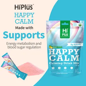 HiPlus Happycalm-Calming Drink Mix with KSM-66 Ashwagandha, Vitamin D3, Magnesium & L-Theanine-Supports Cortisol Balance, Mood &Sleep,lmproved sleep quality,Minor tensionrelief, without drowsiness - 20 Packets  Natural Dietary Supplement