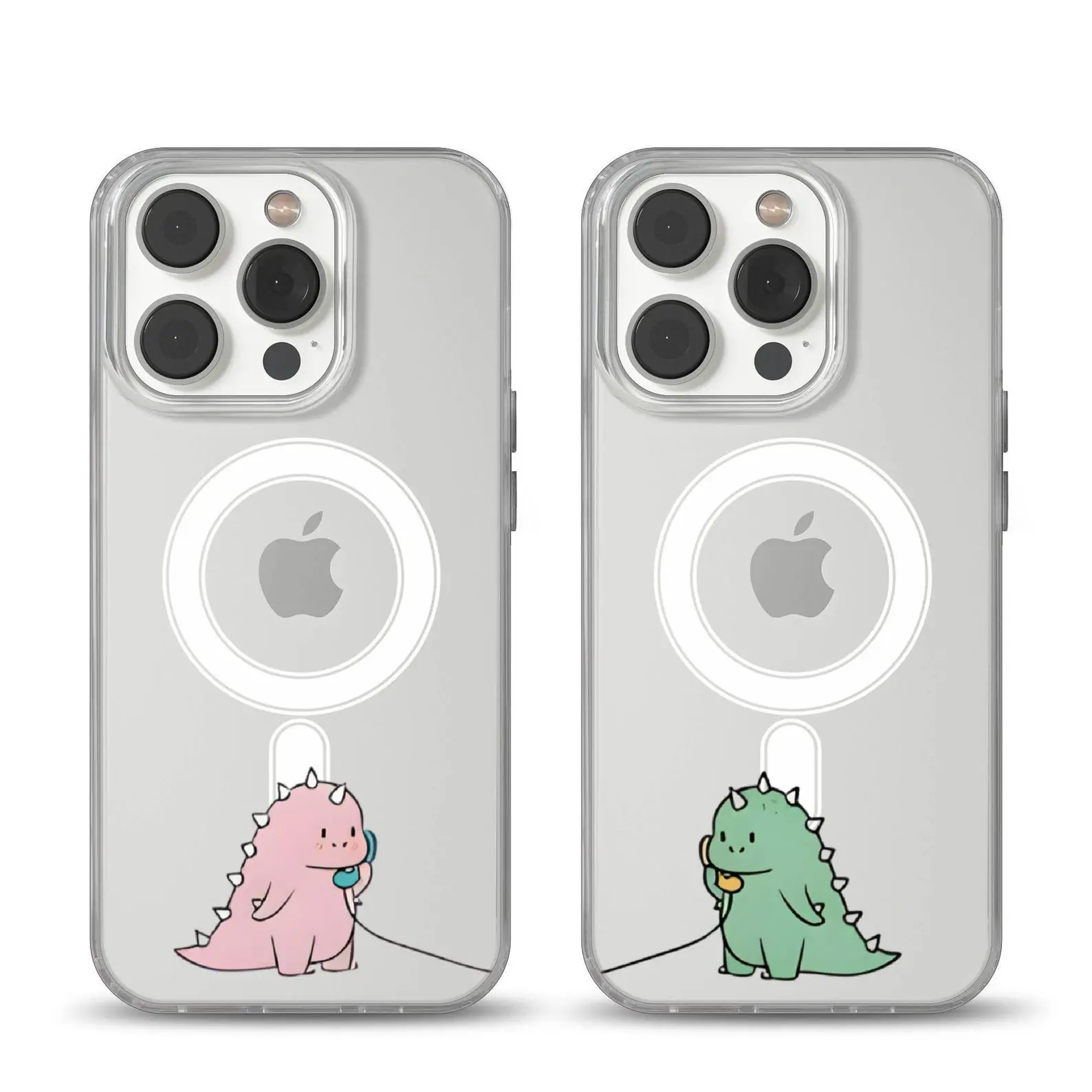 Dinosaur MagSafe Phone Case, Couple Matching Phone Cover, Cute Clear Dino Case | For iPhone 17 16 15 14 Pro Max