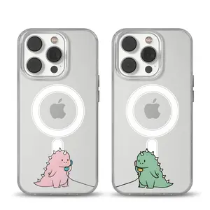 Dinosaur MagSafe Phone Case, Couple Matching Phone Cover, Cute Clear Dino Case | For iPhone 17 16 15 14 Pro Max