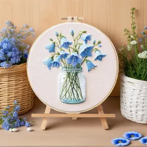 Flowers Embroidery Material Package Kit, 1 Set Hand Embroidered Embroidery Starter Kit, DIY Embroidery Supplies for Beginners, Cross Stitch Kit for Adults