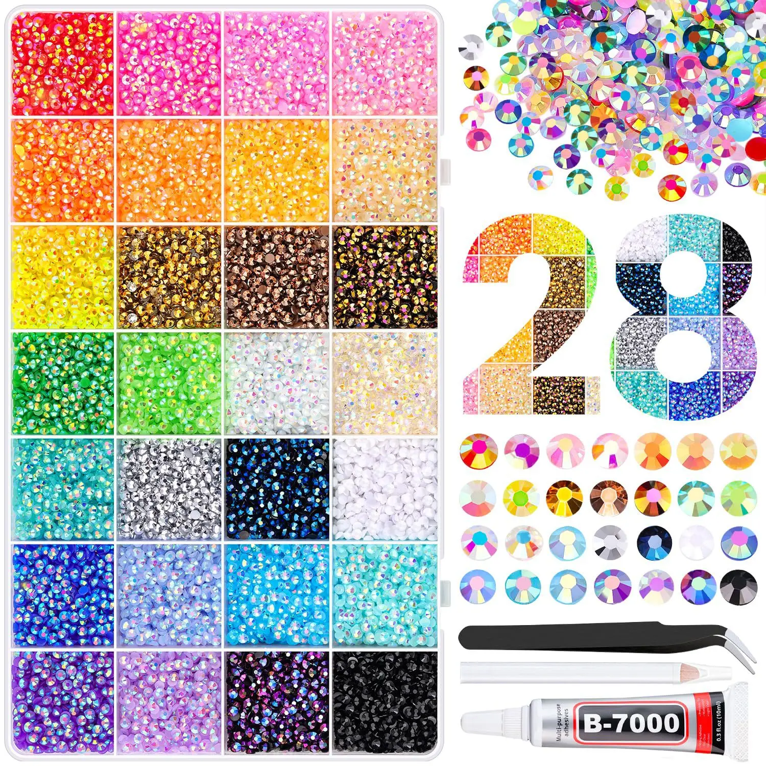 Multicolor-28Grids-30000PCS-1 Stick of Glue
