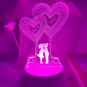 Themed Decorative Night Light, Creative 3D Lover Shape Design USB Powered Decorative Lights, Indoor Ambient Light for Bedroom Home Decoration