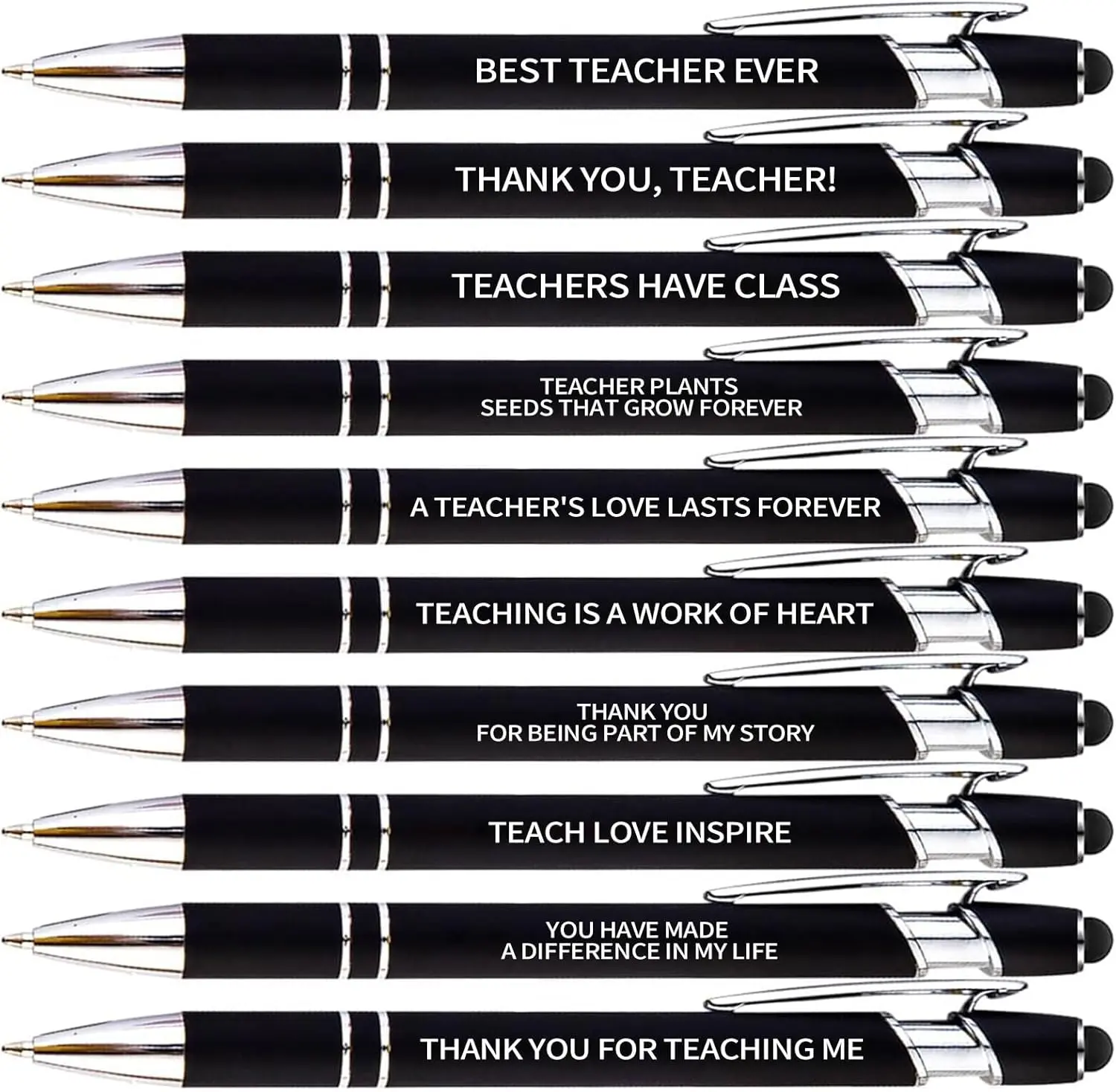 10 count Thank You Teacher Pens, Teacher Appreciation Gifts Bulk, Personalized Ballpoint Pens Set, School Office Writing Supplies , Black