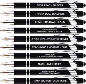 10 count Thank You Teacher Pens, Teacher Appreciation Gifts Bulk, Personalized Ballpoint Pens Set, School Office Writing Supplies , Black