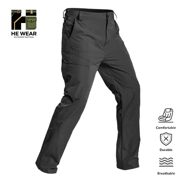 Men's Athletic Pants, Lightweight Body-Fitting Tactical Cargo Style, Multi-Pocket Stretchy Knit Trousers for Hiking & Outdoor Work, Casual Athletic Pants, Body-Fitting Men's Pants