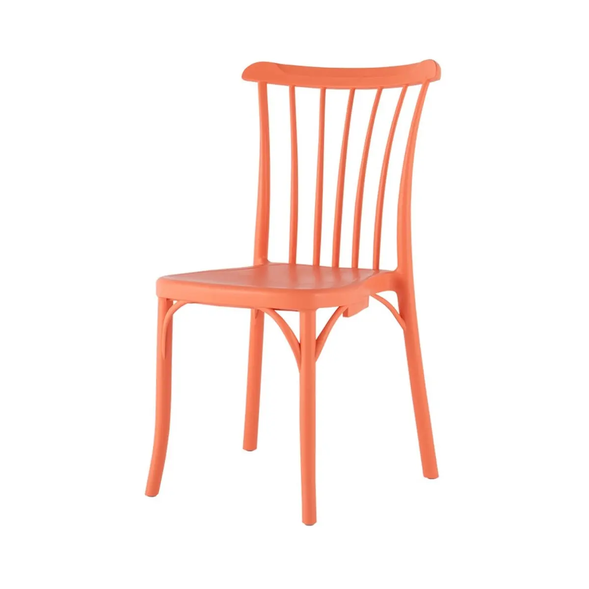 HomeRoots 565182 22 in. Salmon Heavy Duty Plastic Outdoor Stacking Dining Chairs - Set of 4