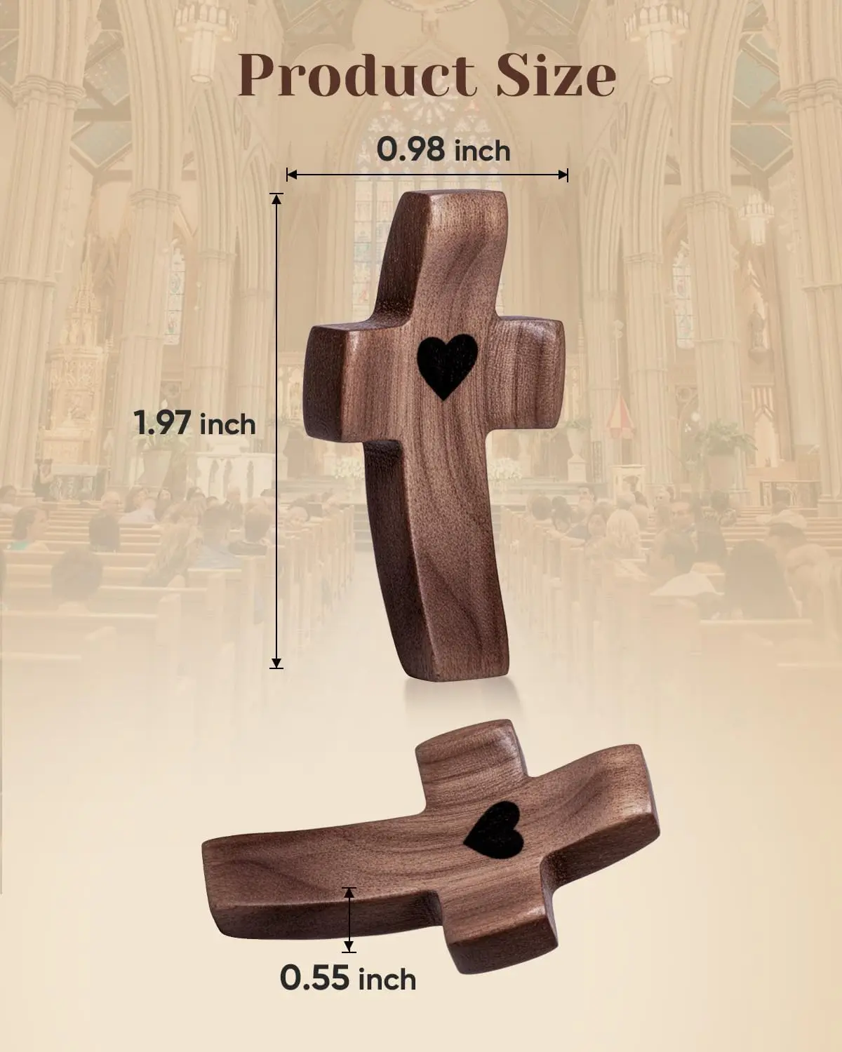 10-Pack Wooden Cross Fidget, Handmade Pocket Wood Crosses, Cross My Heart | Encouragement Gift, Relieve Anxiety for Yourself, Inspirational Easter Gift for Christian Faith, Prayer, Father Day Gifts