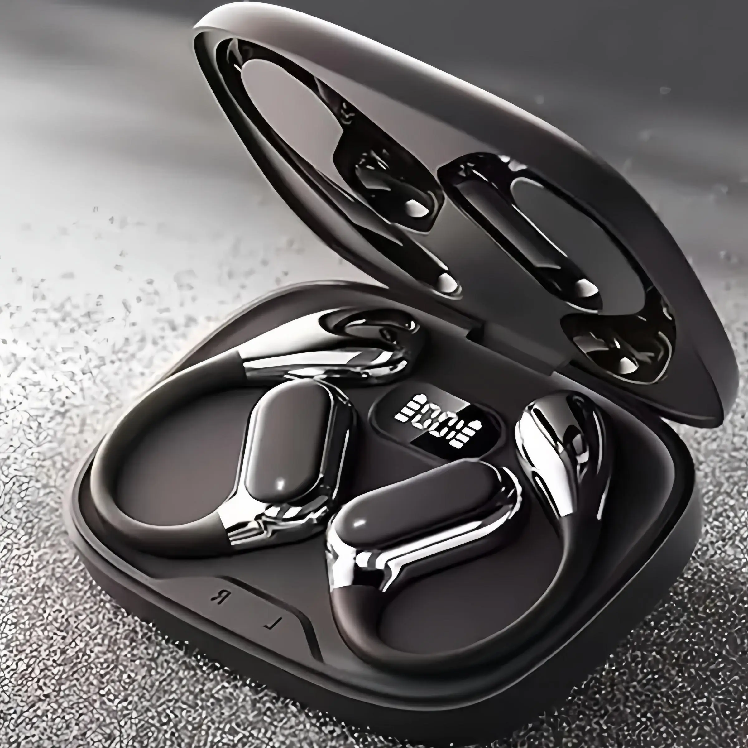 Wireless Earphone, Open-ear Design Earphone with Charging Case, Noise Cancelling Headphone with Touch Control for Gaming & Sports