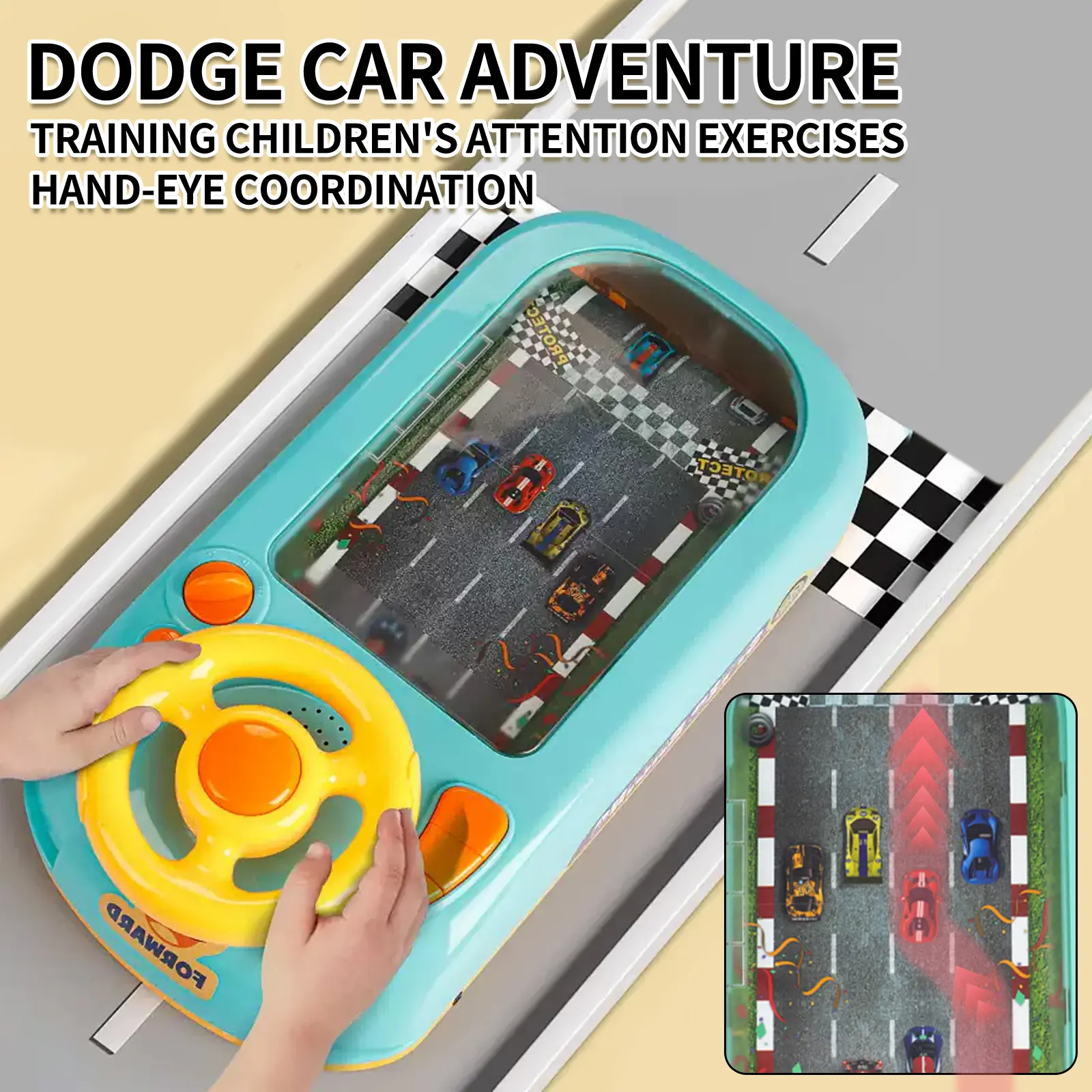 Racing Car Adventure Kids Steering Wheel Toy - Desktop Electric Simulation Driving Game Console, Educational Avoidance Racing Toy for Toddlers
