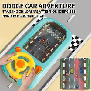 Racing Car Adventure Kids Steering Wheel Toy - Desktop Electric Simulation Driving Game Console, Educational Avoidance Racing Toy for Toddlers