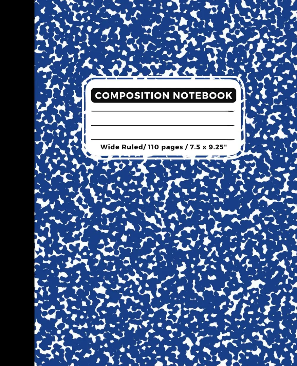 Blue Composition Notebook: Blue and White Marble Wide Ruled Composition Notebook, 7.5 x 9.25", 110 pages