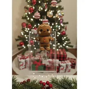 3D Printed Gingerbread Man Badge Reel - Festive Holiday Style