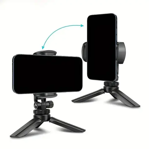 Portable Mini Compact Desktop Tripod Bracket, Multi-Angle Adjustable Smartphone Cellphone Mobile Live-Streaming Phone Holder, Selfie Stand & Adjustable Mount, Multifunctional Phone Stand, Phone Accessory for Home & Office, Travel Gadgets
