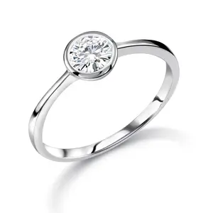 925 Sterling Silver Cz Bezel Ring, Bezel Set Ring, Solitaire Silver Ring, Cz Ring, Bezel Ring