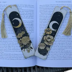 Dreamy Moons Bookmarks with Elegant Floral Design and Tassel Accents for Book Lovers
