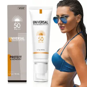 VGO UNIVERSAL TINTED MOISTURIZER SPF 50+, Daily Hydrating Sunscreen Face Lotion for All Skin Tones, Lightweight Glow Foundation Tint, 50ml / 1.7 oz   # Sensitive Skin Redness Repair Serum