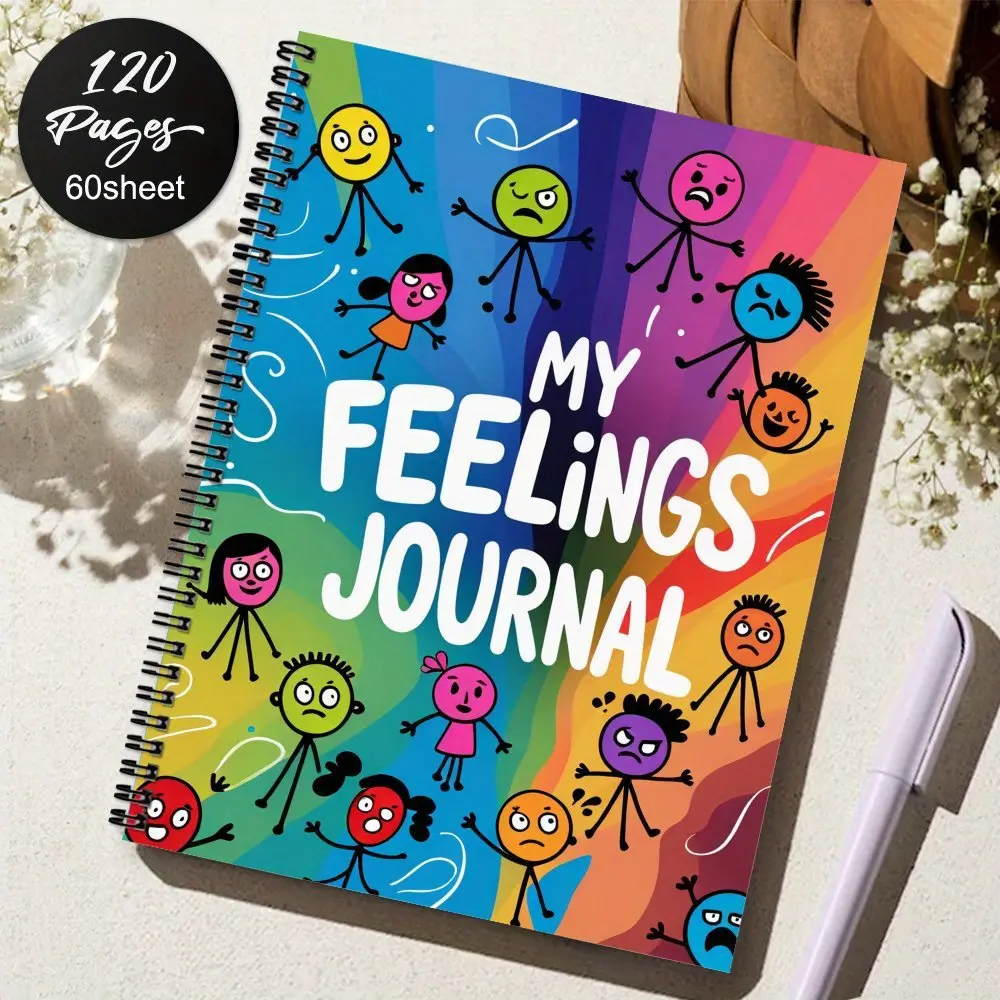 A mental health spiral notebook diary, Guided Journal, Journaling Notebooks, Spiral Bound Notebook, suitable for both men and women, designed to relieve anxiety and depression, promote self-care, track emotions, and reflect on goals.